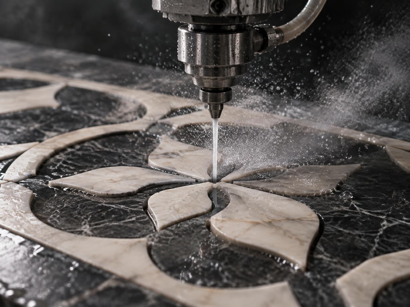 Natural stone in waterjet artistry